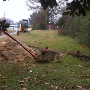 Digging in the ground for cable installation